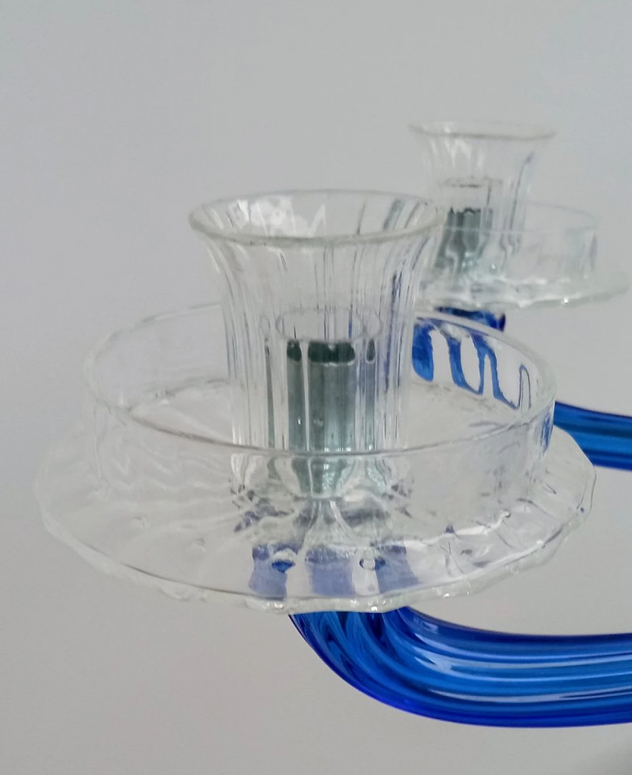 Blue and transparent Murano glass chandelier by Venini, 1993 14