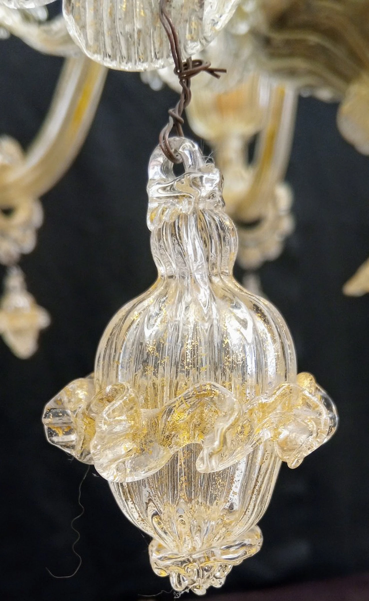 Murano glass chandelier in gold leaf, 1970s 13