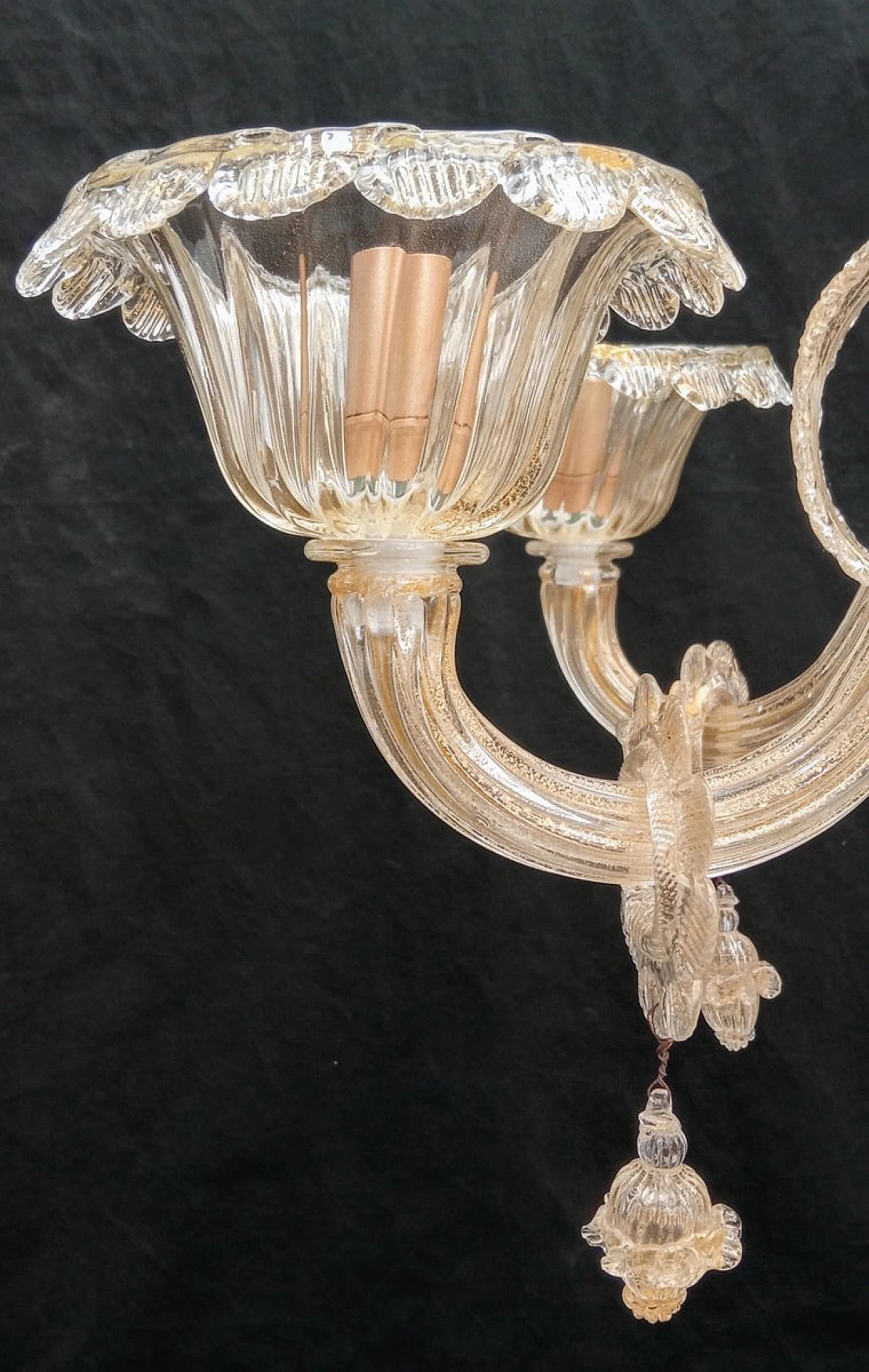 Murano glass chandelier in gold leaf, 1970s 16