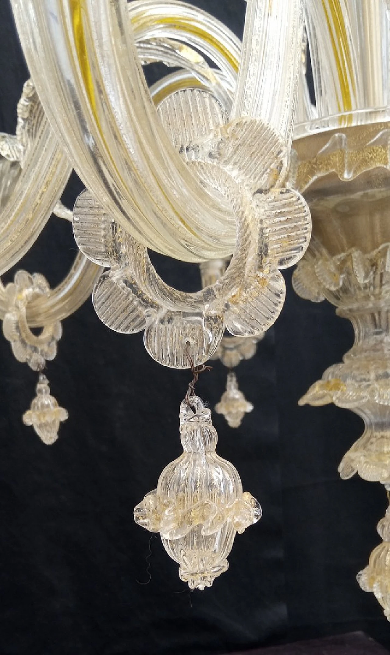 Lampadario in vetro di Murano in foglia oro, anni '70 17