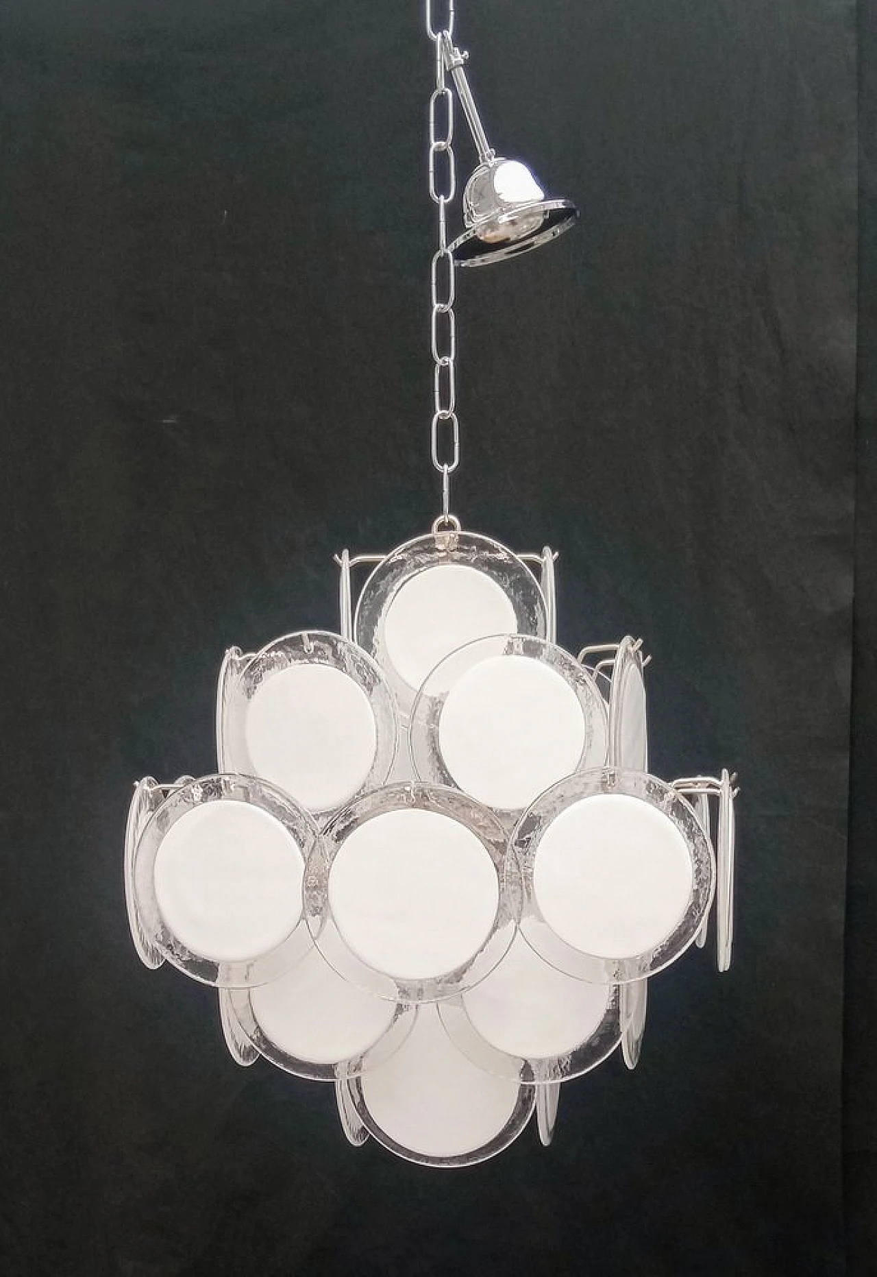 Lampadario in vetro di Murano bianco, anni '70 10