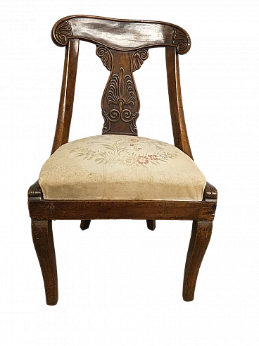 Charles X solid walnut armchair, 19th century