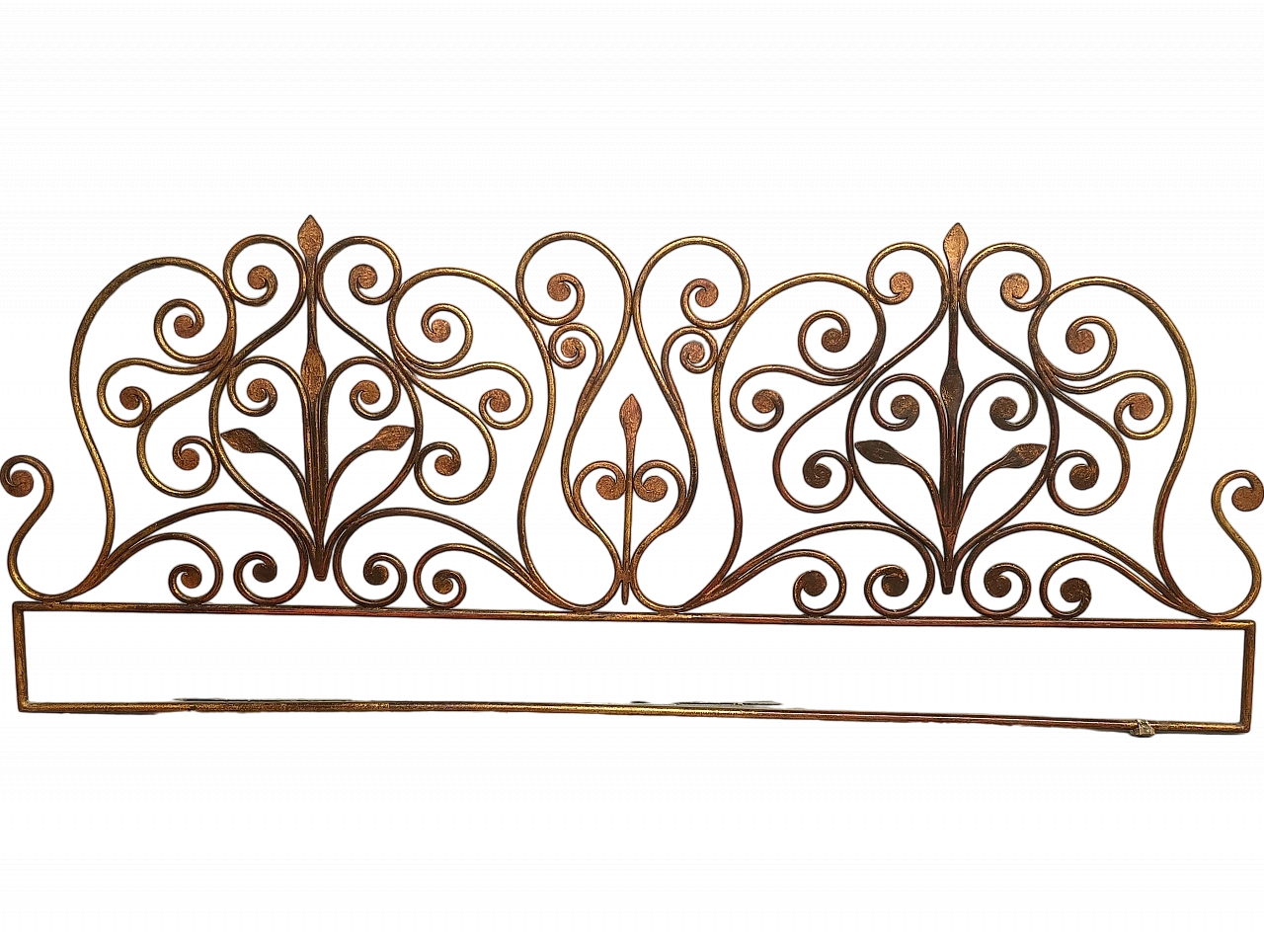 Wrought iron headboard painted with gold highlights, 19th century 8