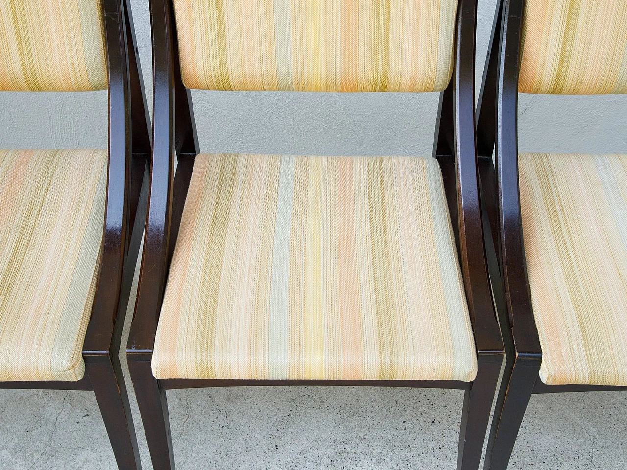 4 Chairs in wood and fabric, 1960s 9