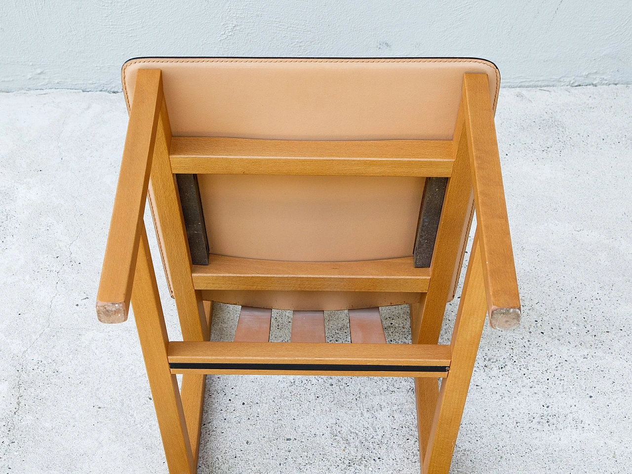 4 Wood and leather chairs by Bross Company, 1980s 15