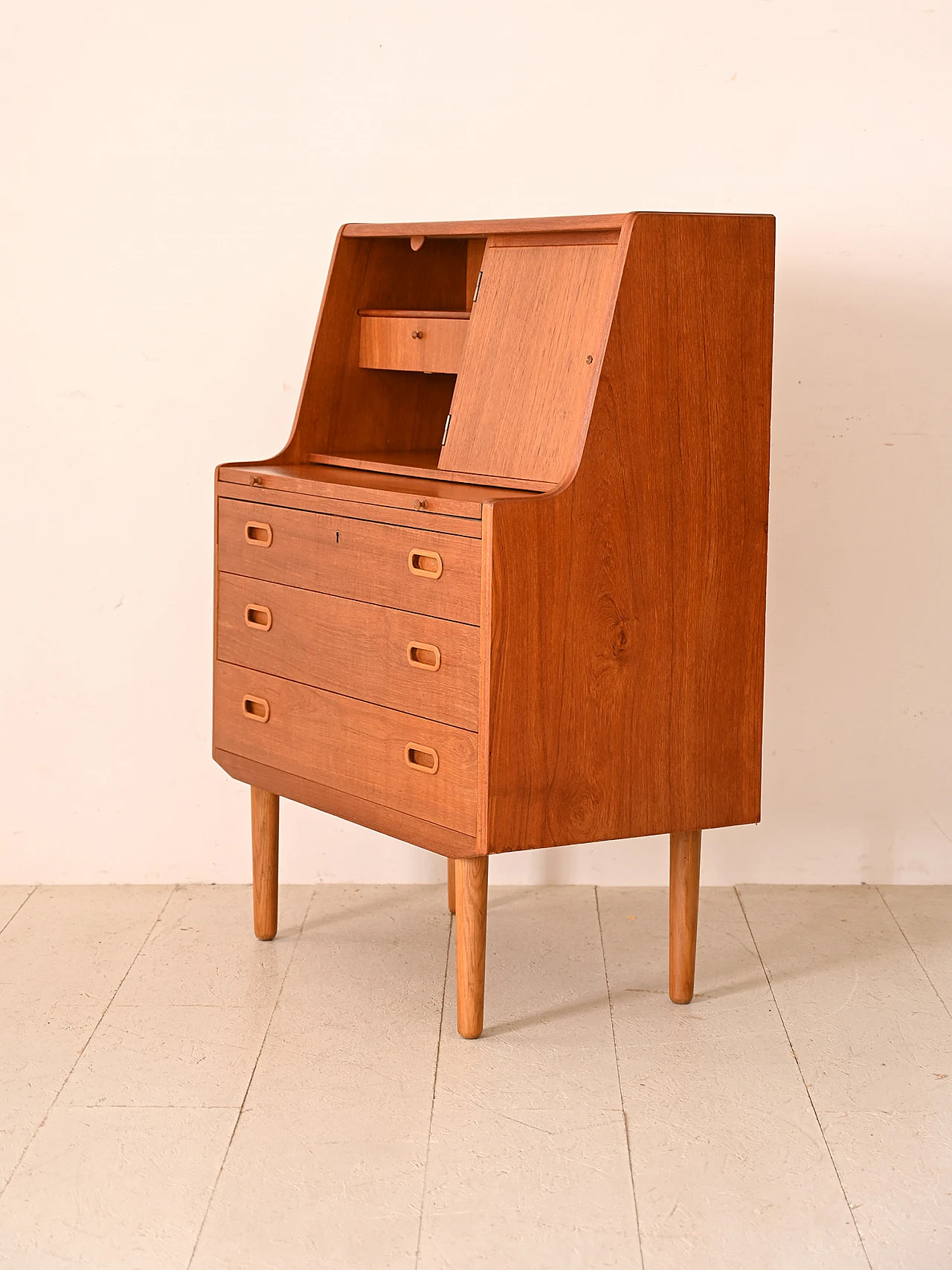 Danish teak cabinet with pull-out desk, 1960s 5