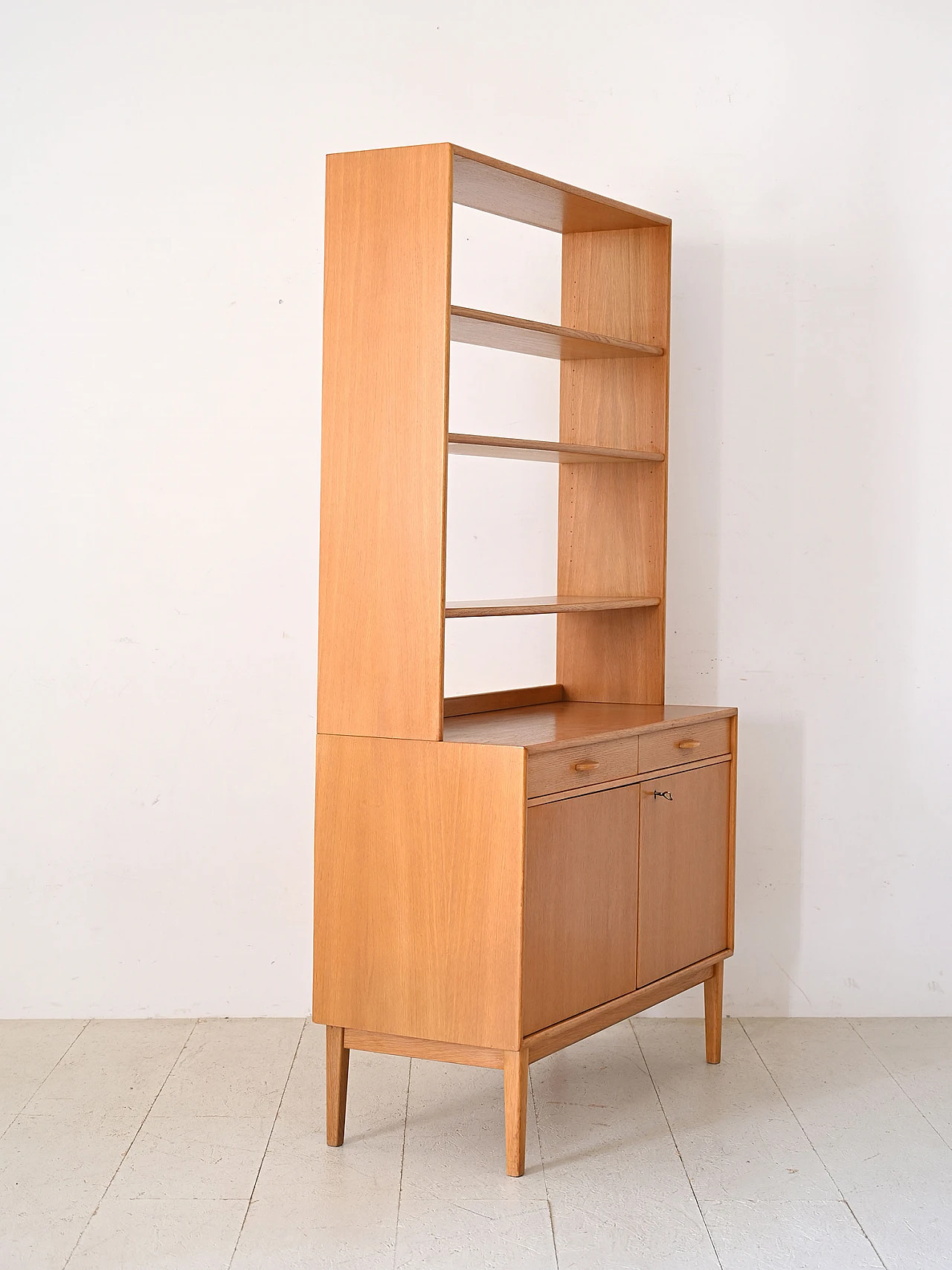 Oak bookcase with closed cabinet, 1960s 4