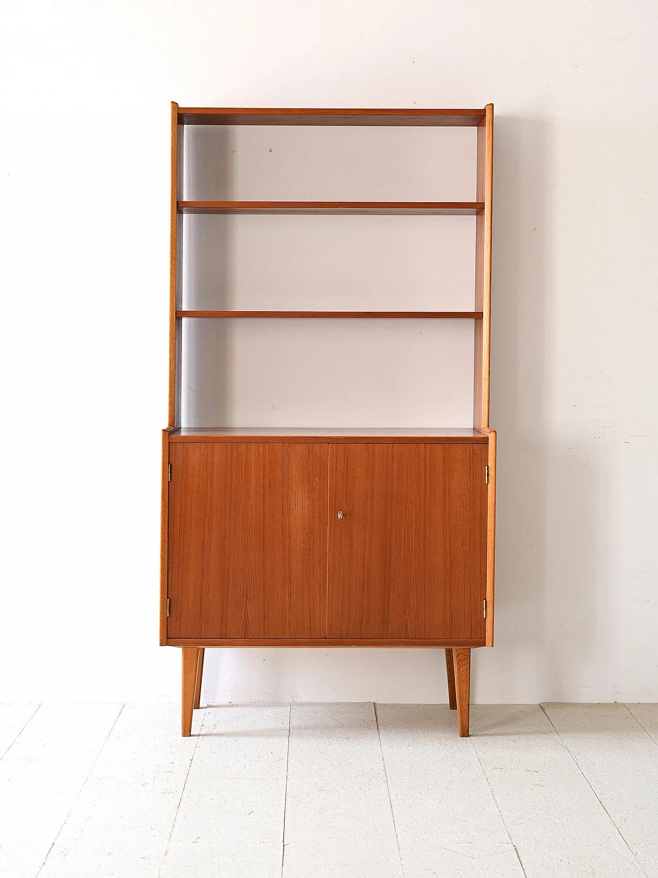 Scandinavian bookcase with shelving & storage compartment, 1960s 1