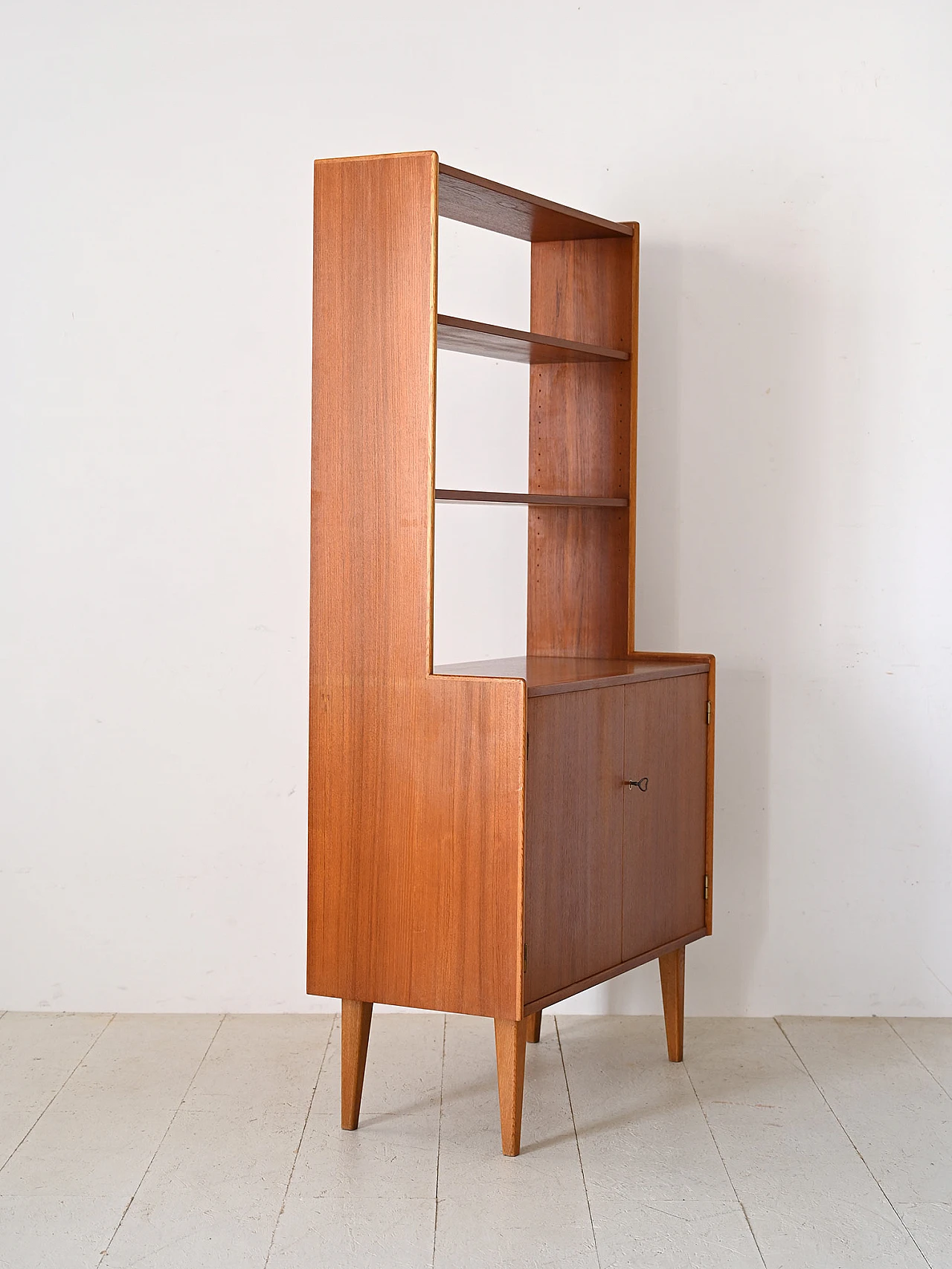 Scandinavian bookcase with shelving & storage compartment, 1960s 2