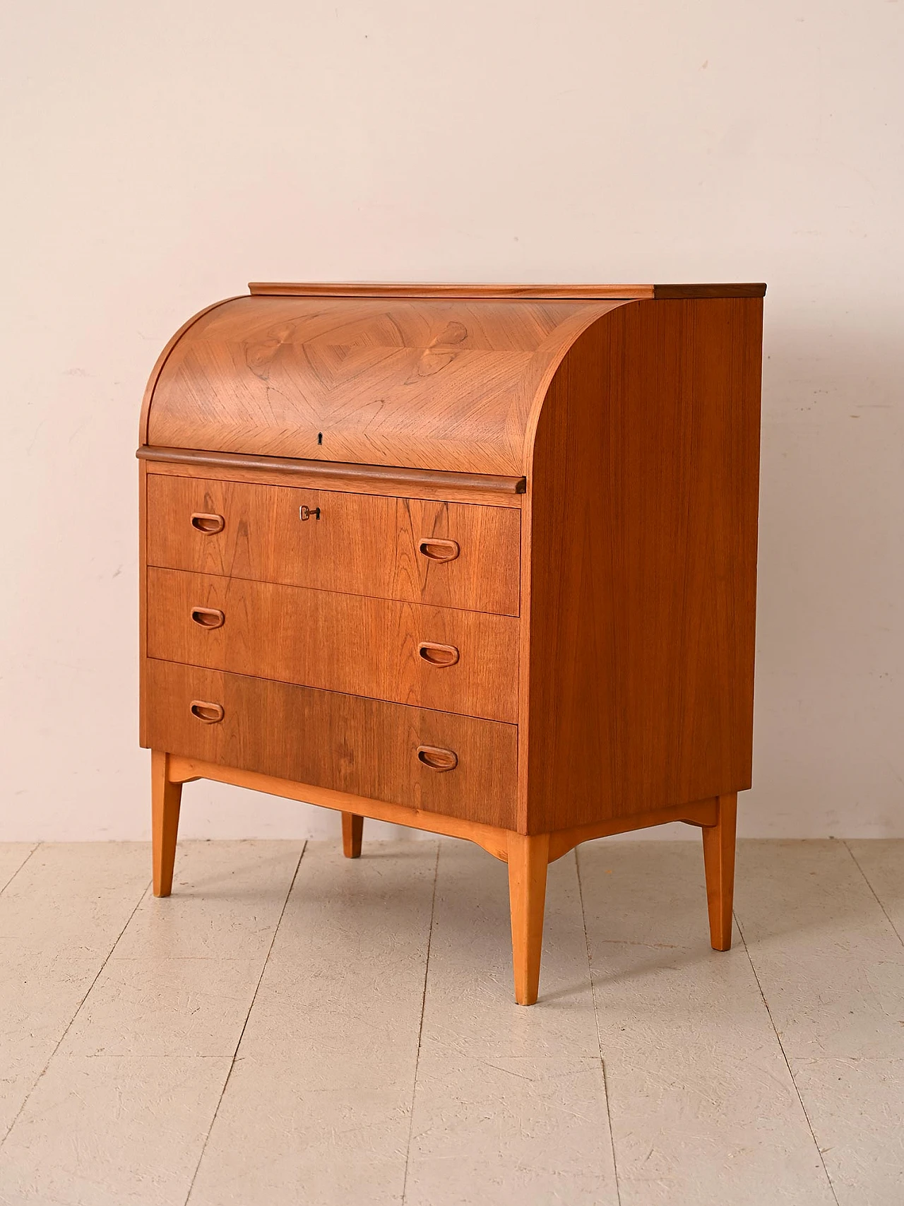 Scandinavian teak secrétaire with drawers, 1960s 5