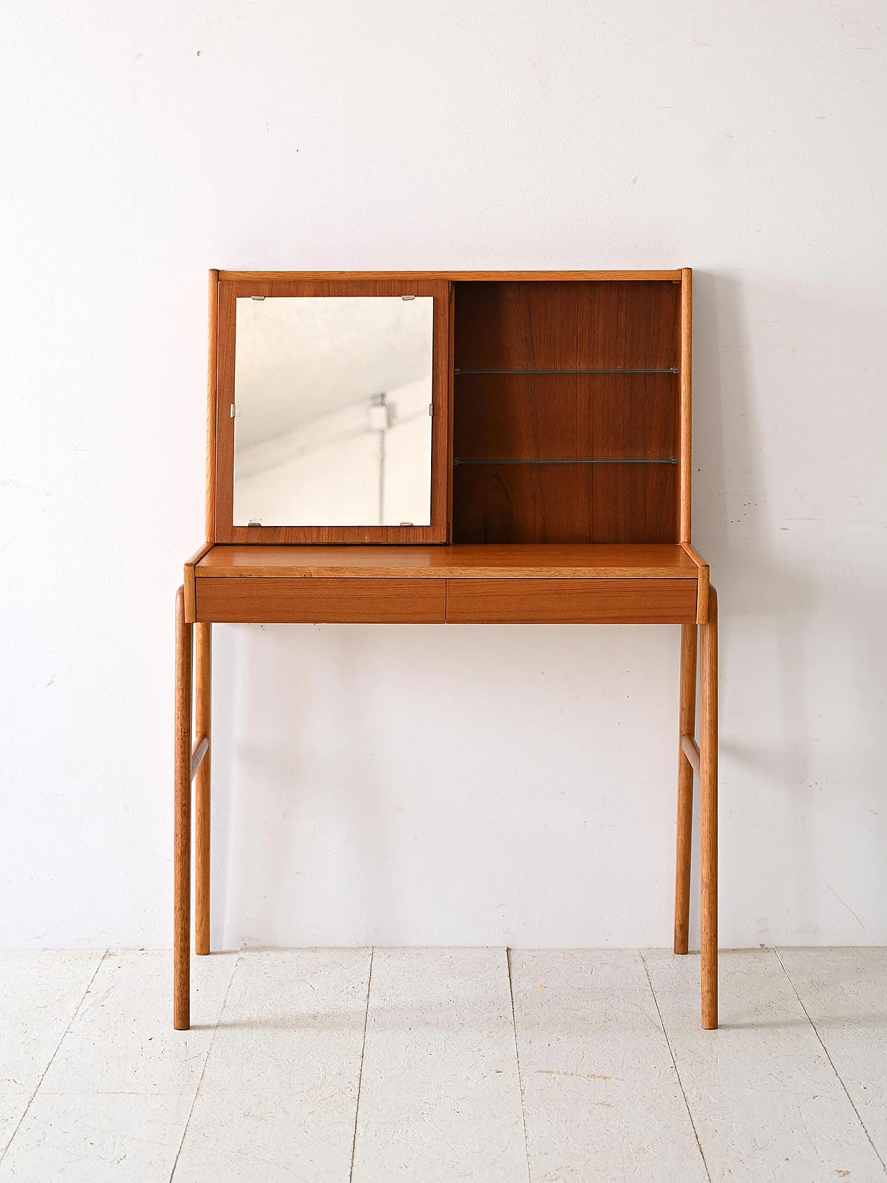 Scandinavian teak vanity table with mirror, 1960s 4