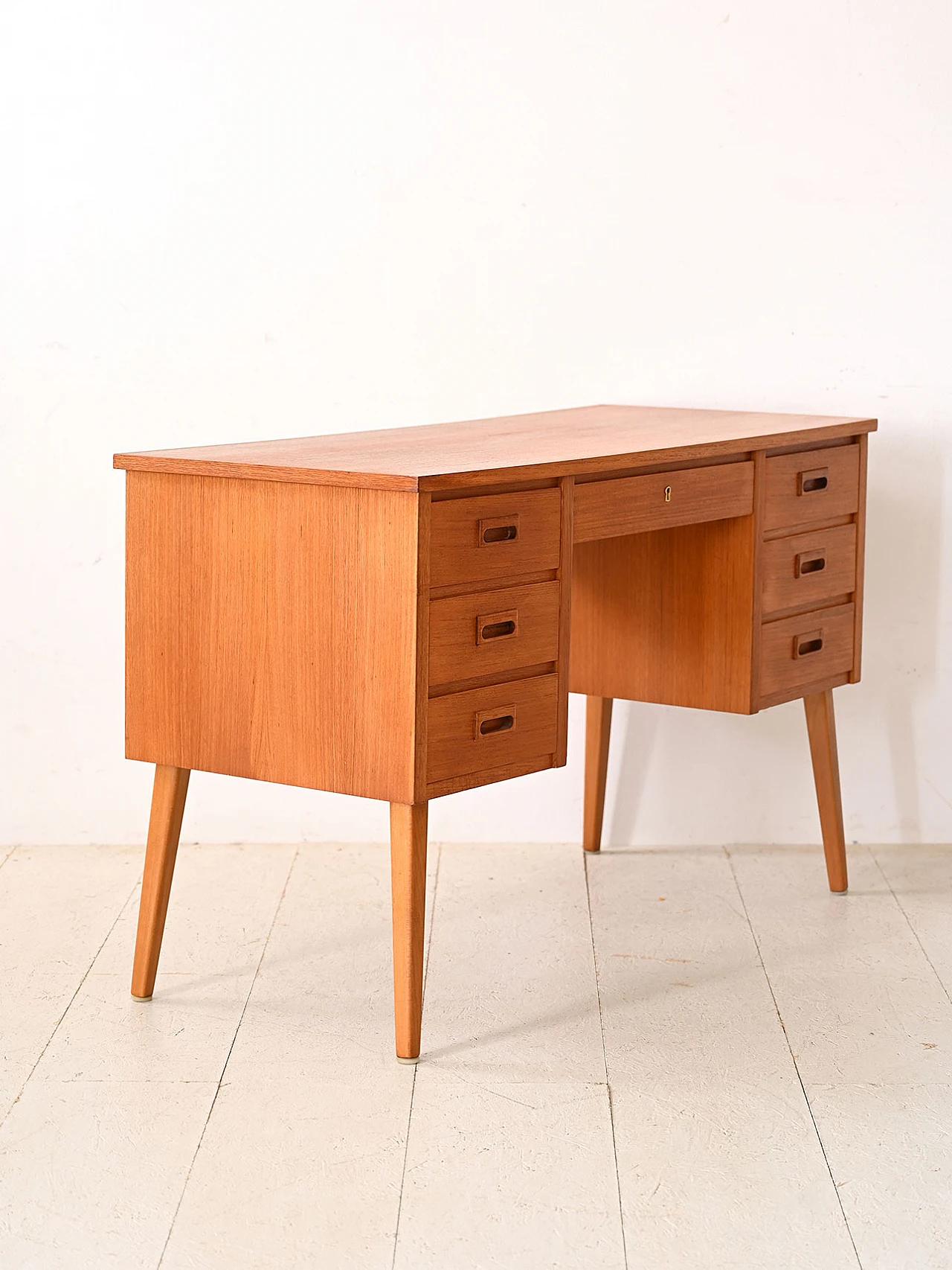 Teak desk with side drawers, 1960s 3