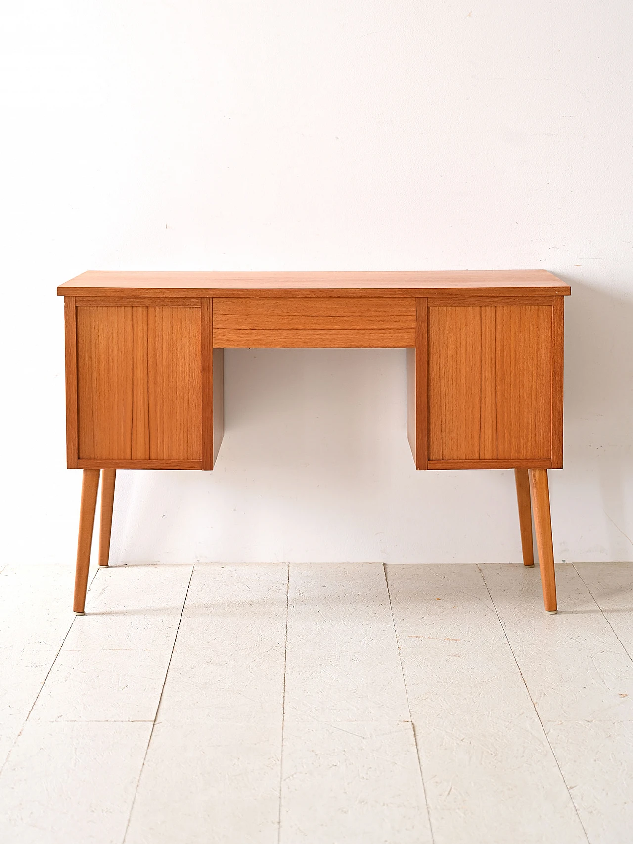 Teak desk with side drawers, 1960s 5