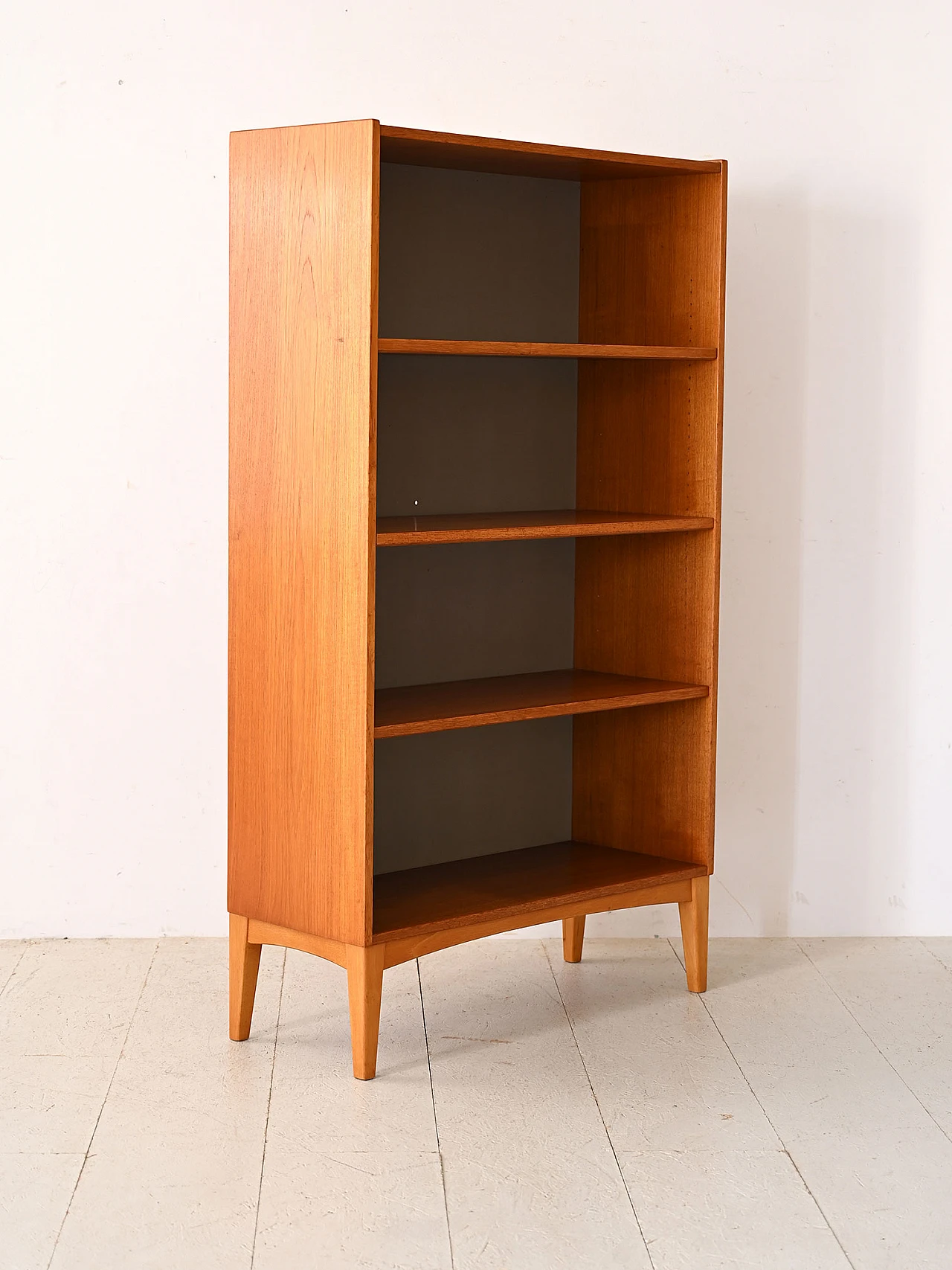 Scandinavian wooden bookcase with 3 adjustable shelves, 1960s 1