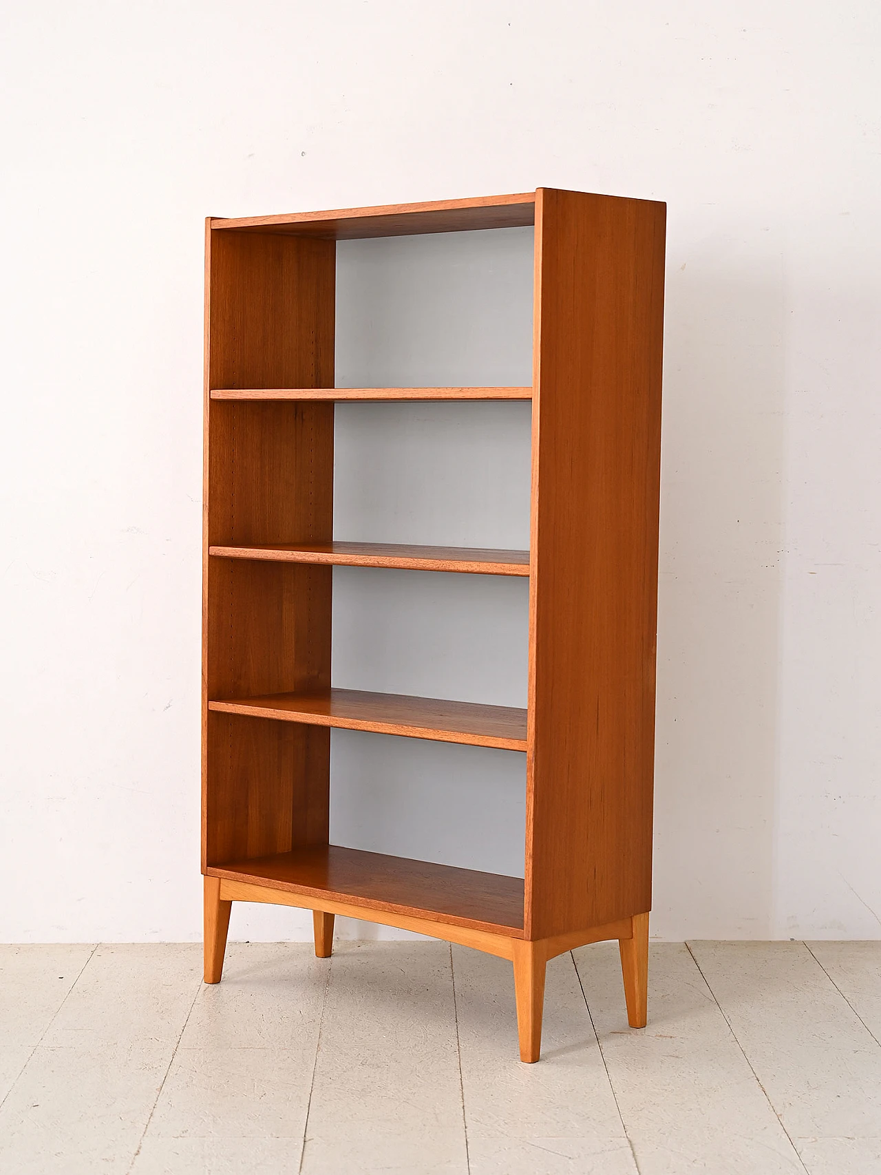 Scandinavian wooden bookcase with 3 adjustable shelves, 1960s 3