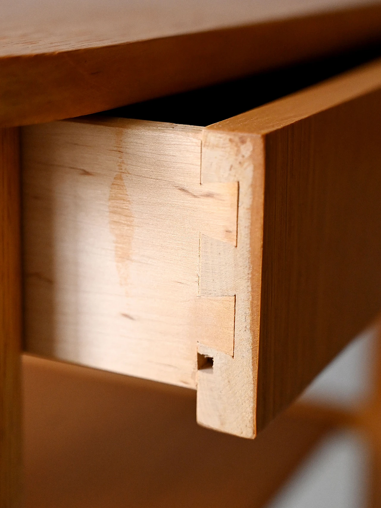 Pair of oak wood bedside tables with drawer, 1960s 9