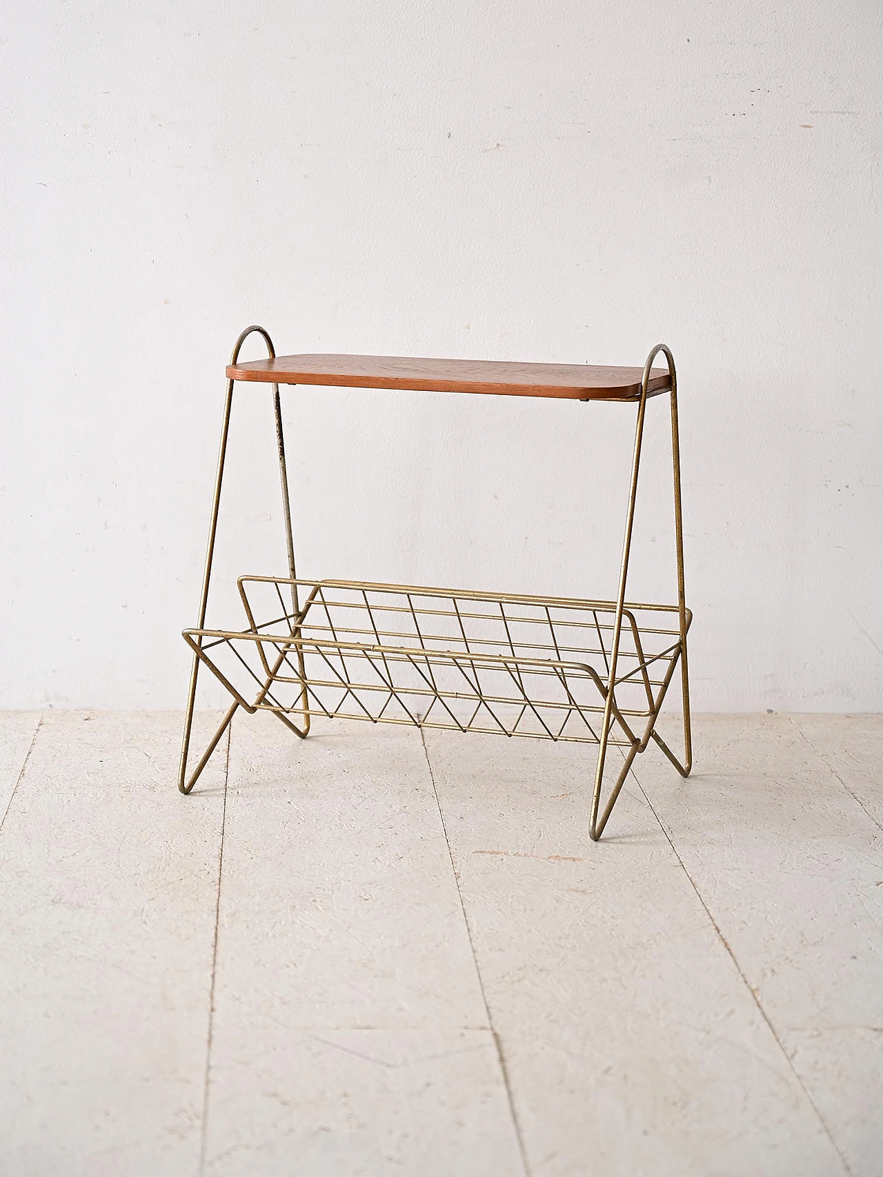 Coffee table in wood & metal with magazine rack, 1960s 1