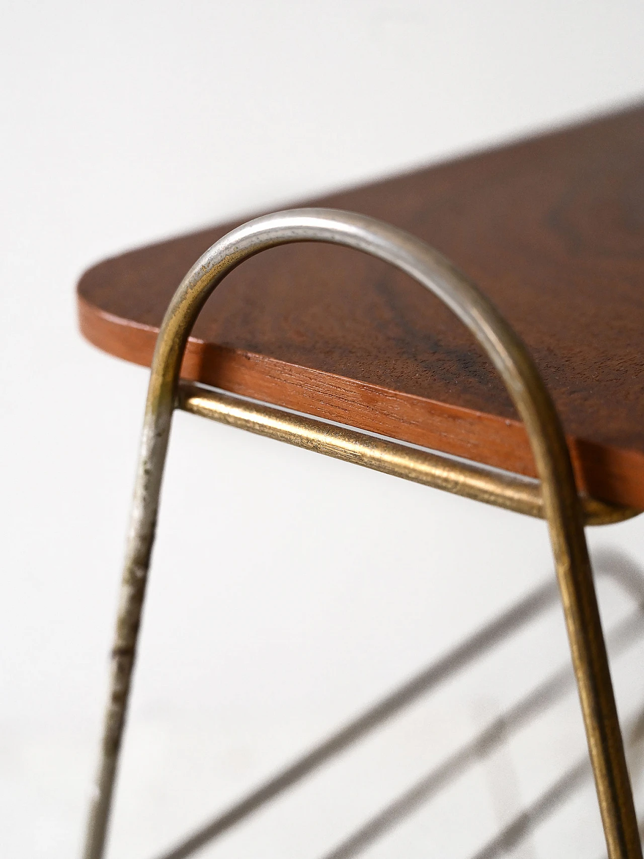 Coffee table in wood & metal with magazine rack, 1960s 7