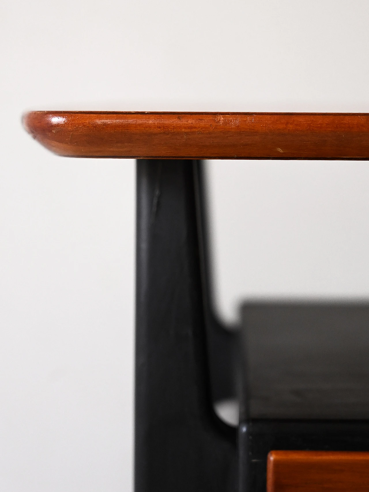 Scandinavian teak bedside table with black details, 1960s 6