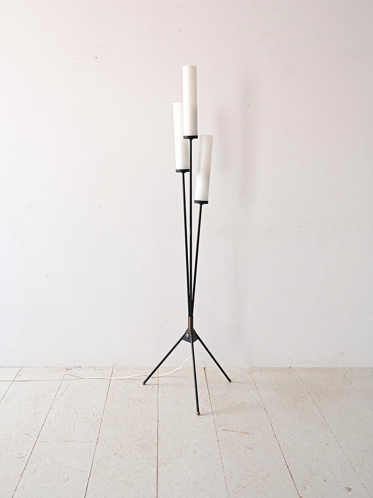 Black metal three-light floor lamp, 1960s 2