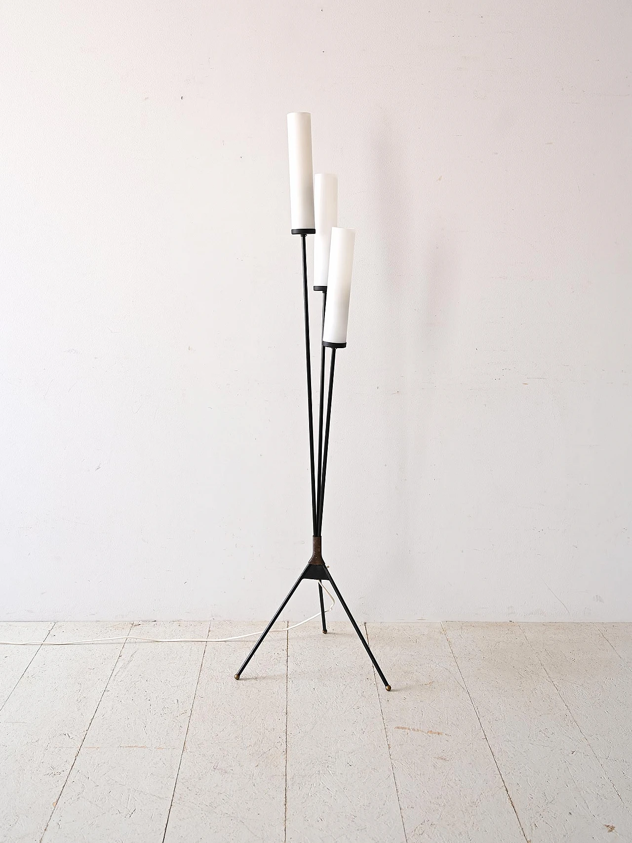 Black metal three-light floor lamp, 1960s 3