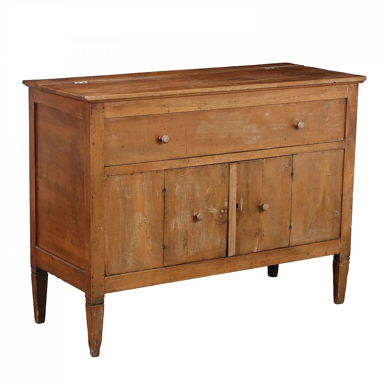 Credenza in noce con gambe tronco piramidali e piano apribile, '800 1