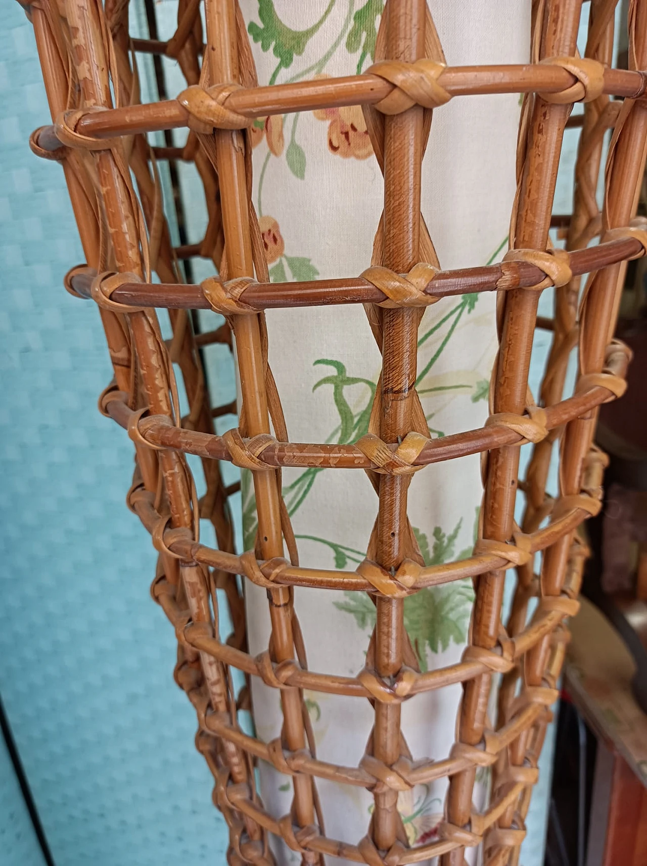 Bamboo and wicker floor lamp, 1960s 3