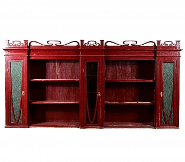 Art Nouveau burgundy sideboard with doors & open compartments