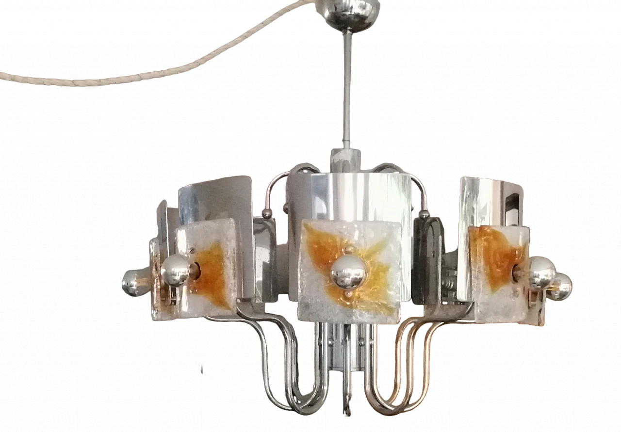 Eight-light chandelier by Toni Zuccheri for Mazzega, 1970s 15