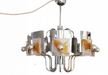 Eight-light chandelier by Toni Zuccheri for Mazzega, 1970s