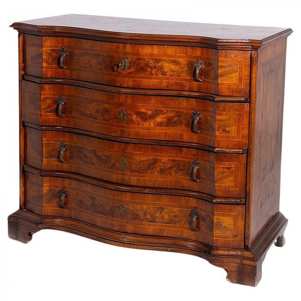 Burl wood finish dresser with 4 drawers, 18th century 1