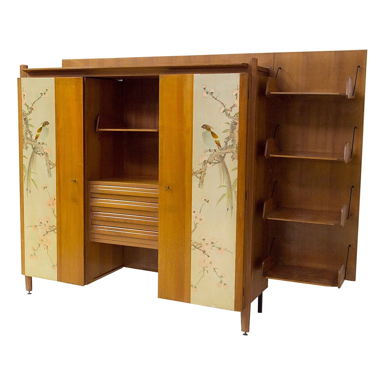 Wooden & brass cabinet by F.lli Reguitti for La Permanente, 1950s 1