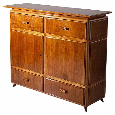 Credenza in legno con maniglie intagliate di P. Buffa, anni '50