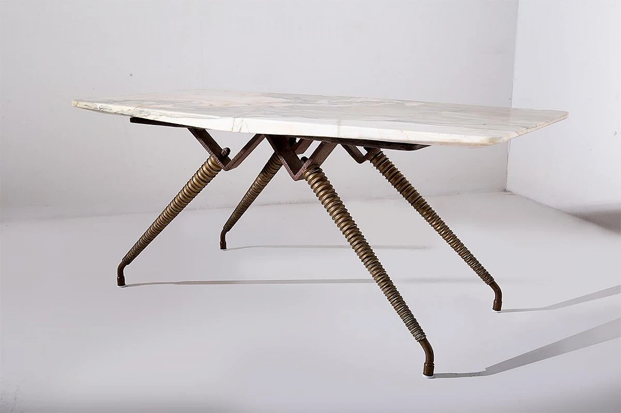 Rectangular coffee table in onyx and brass, 1950s 5