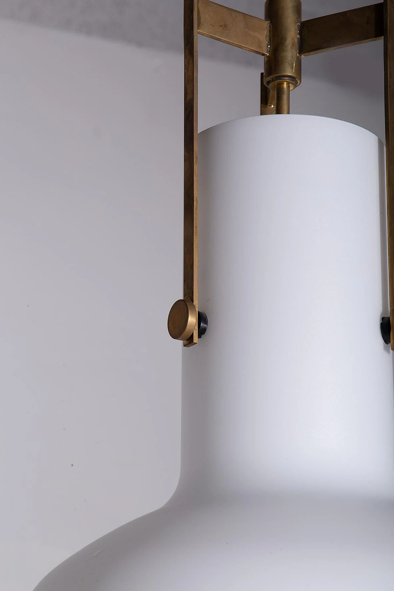 Brass and glass ceiling lamp by Ignazio Gardella for Azucena, 1970s 2