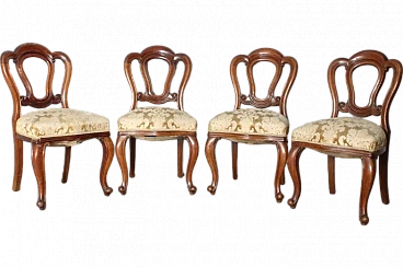 4 Louis Philippe walnut chairs, mid-19th century