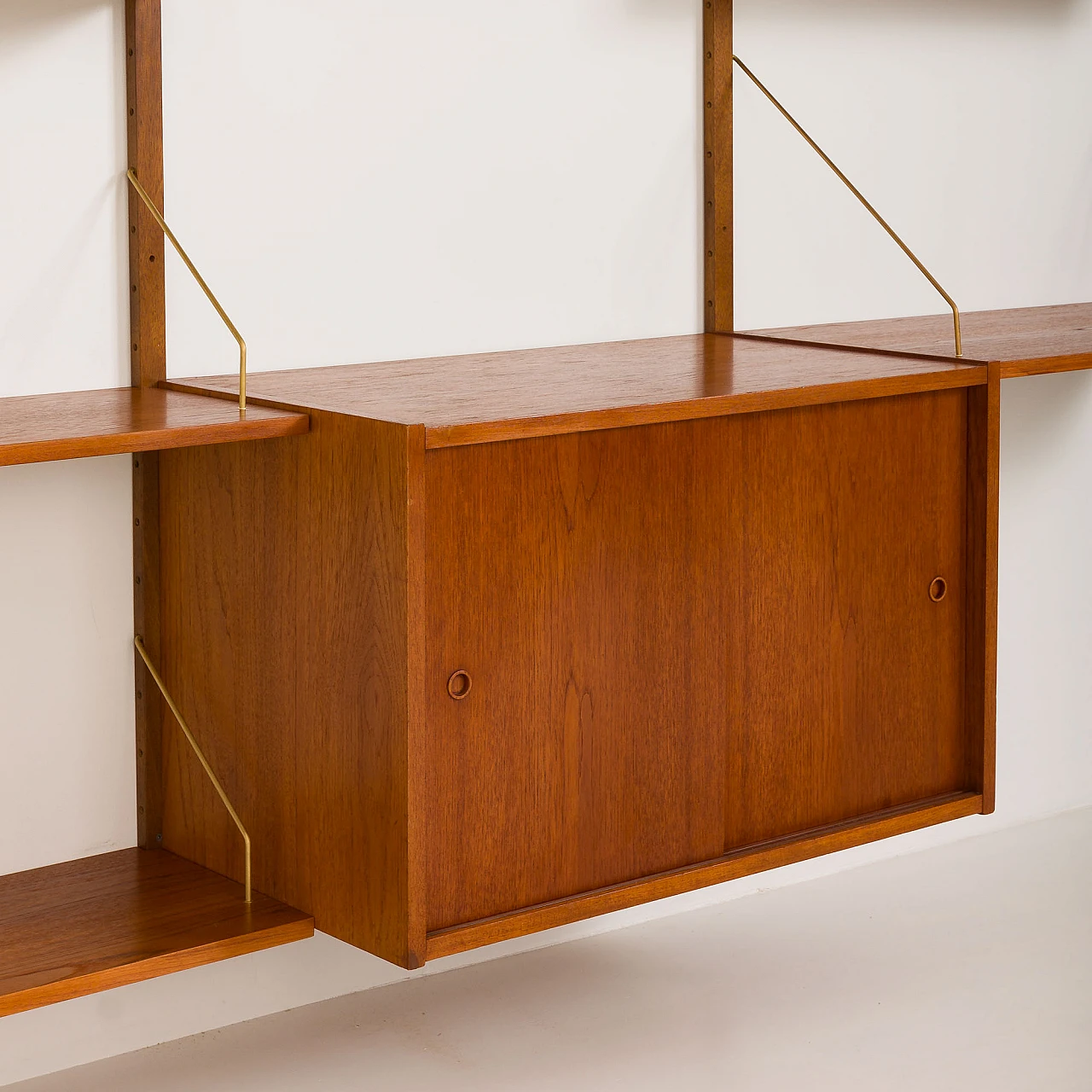 PS system wall unit in teak with desk by Preben Sorensen, 1960s 1