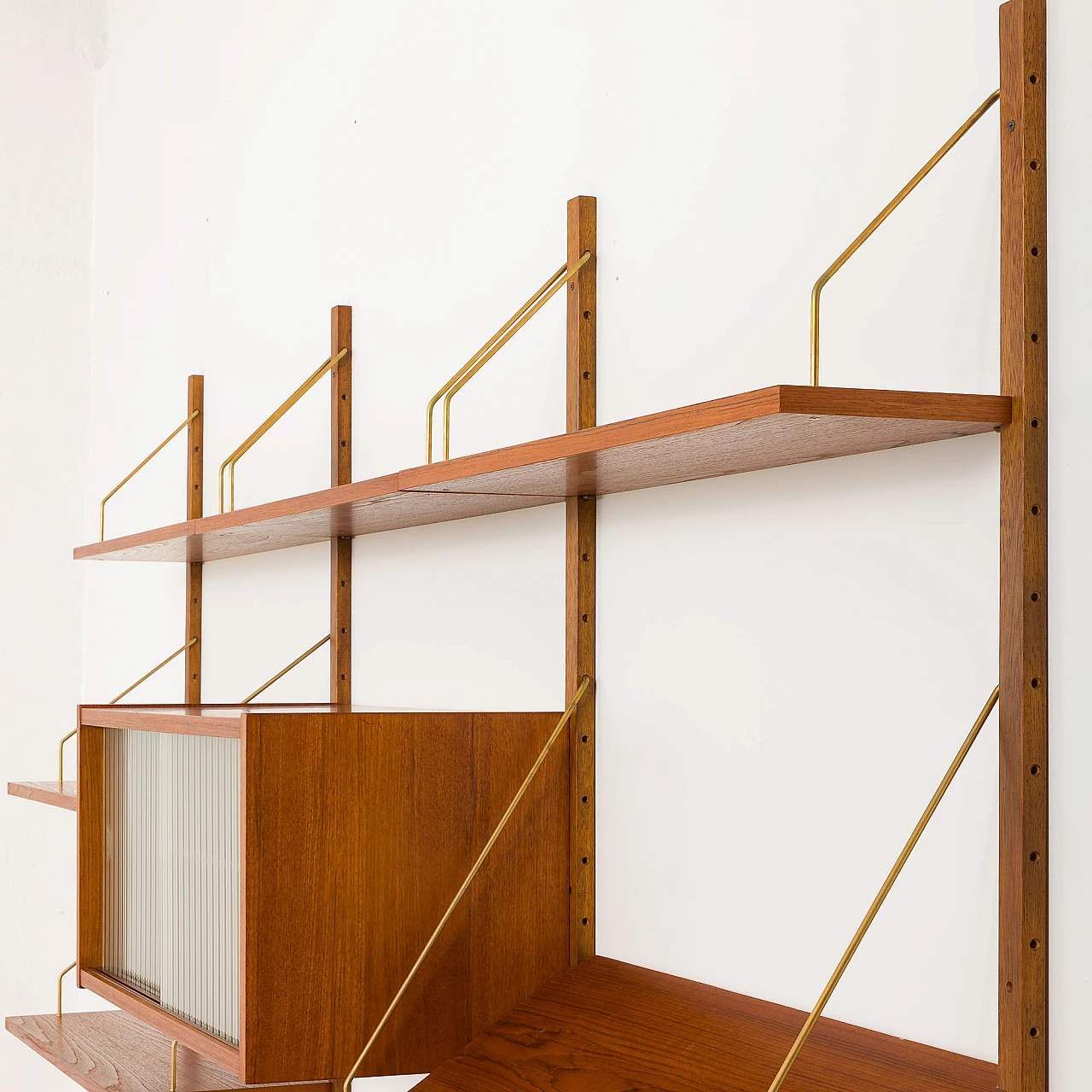 PS system wall unit in teak with desk by Preben Sorensen, 1960s 7