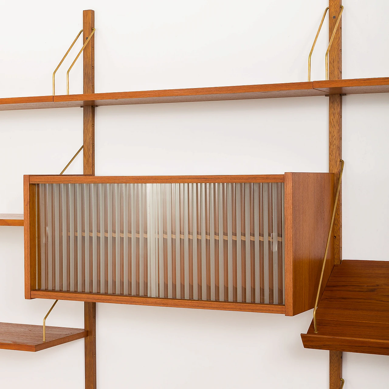 PS system wall unit in teak with desk by Preben Sorensen, 1960s 8