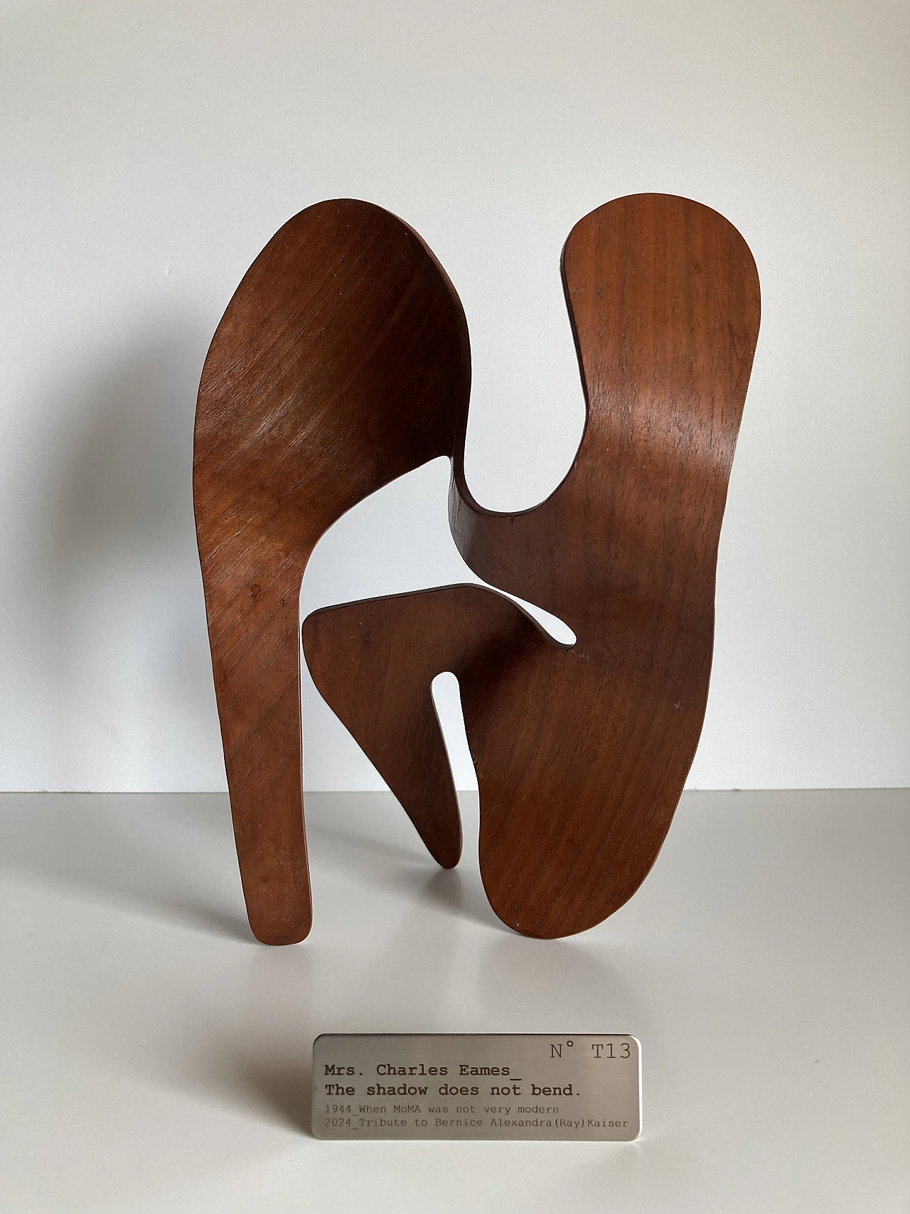 Mrs. Charles Eames_ The shadow does not bend, walnut plywood sculpture 18