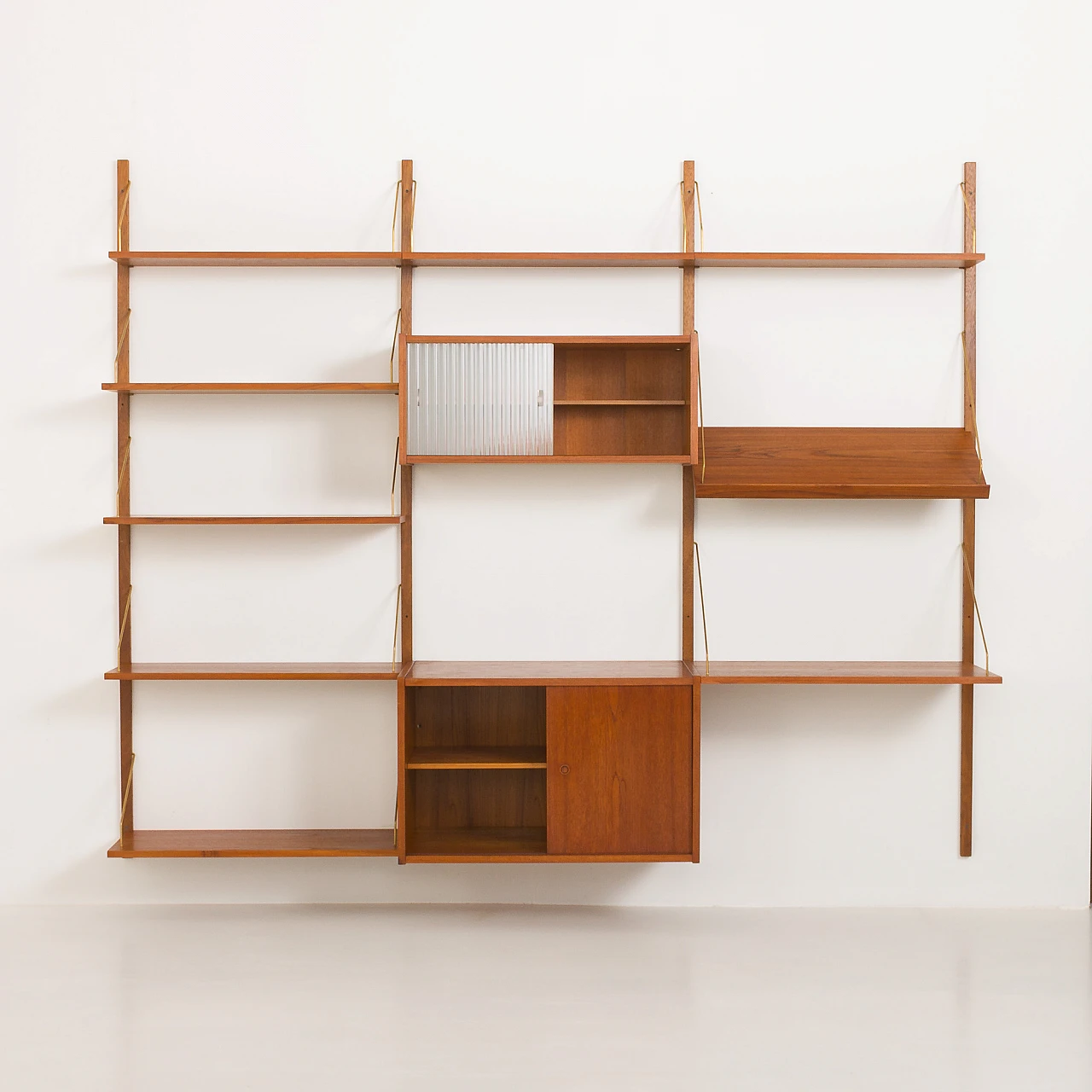 PS system wall unit in teak with desk by Preben Sorensen, 1960s 11