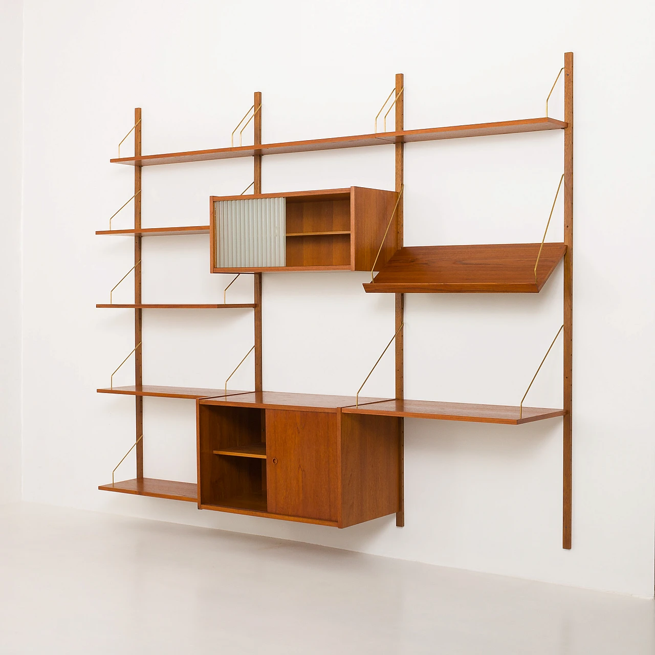 PS system wall unit in teak with desk by Preben Sorensen, 1960s 14