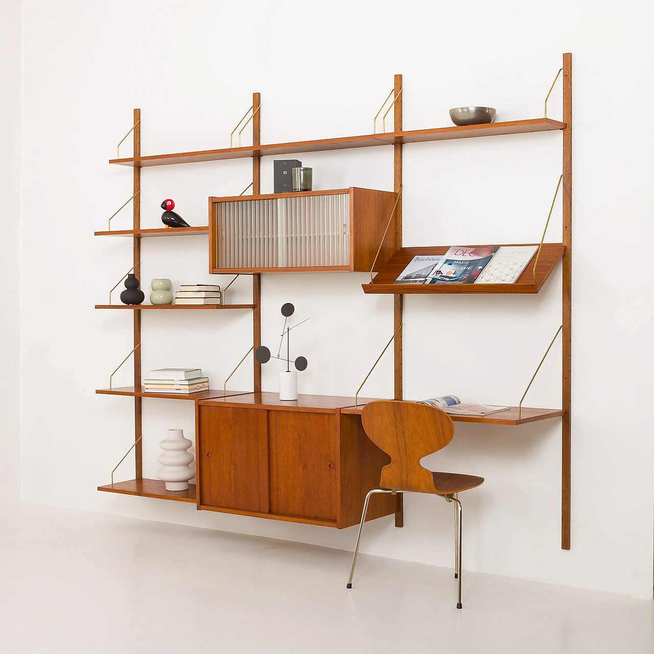 PS system wall unit in teak with desk by Preben Sorensen, 1960s 16