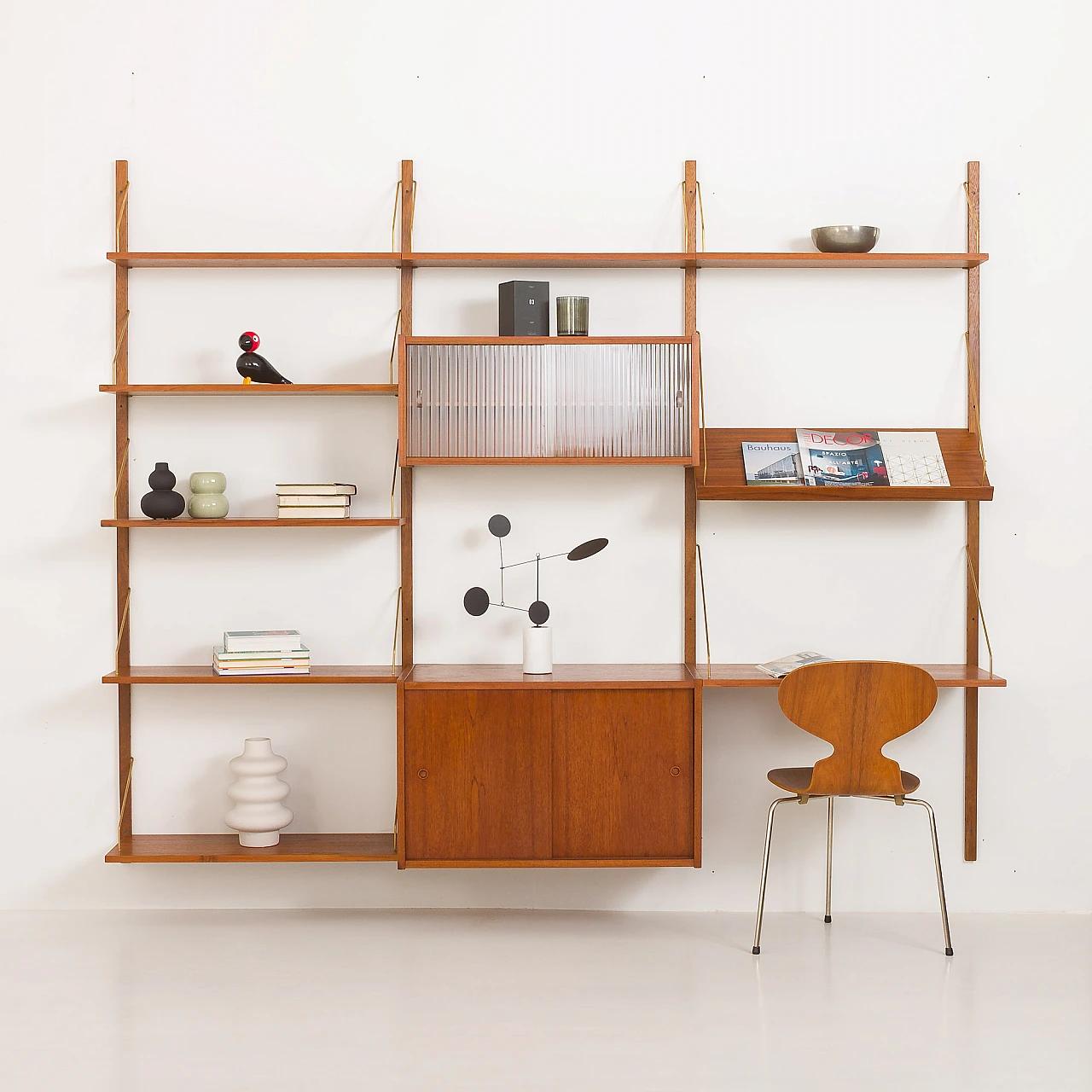 PS system wall unit in teak with desk by Preben Sorensen, 1960s 17