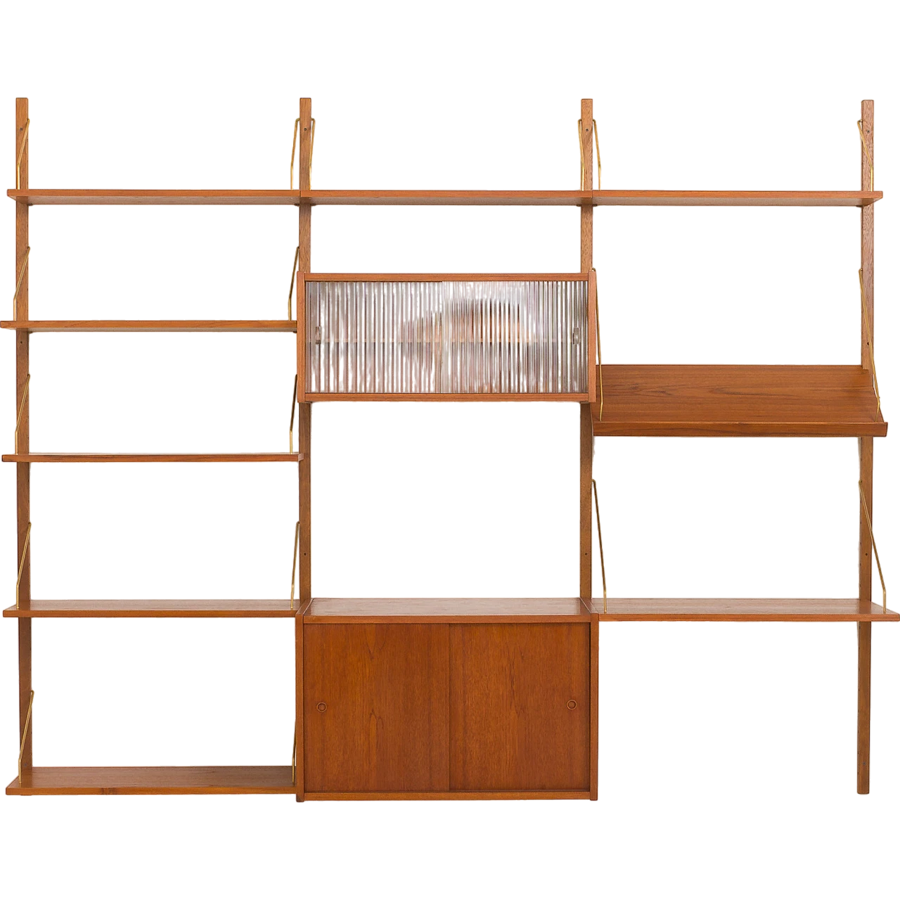 PS system wall unit in teak with desk by Preben Sorensen, 1960s 19