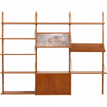 PS system wall unit in teak with desk by Preben Sorensen, 1960s