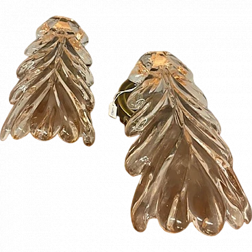 Pair of leaf-shaped Murano glass wall sconces, 1970s