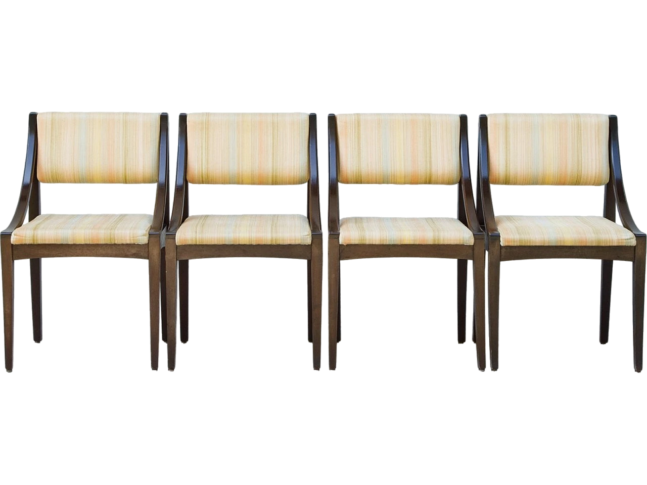 4 Chairs in wood and fabric, 1960s 14