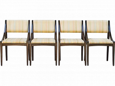 4 Chairs in wood and fabric, 1960s