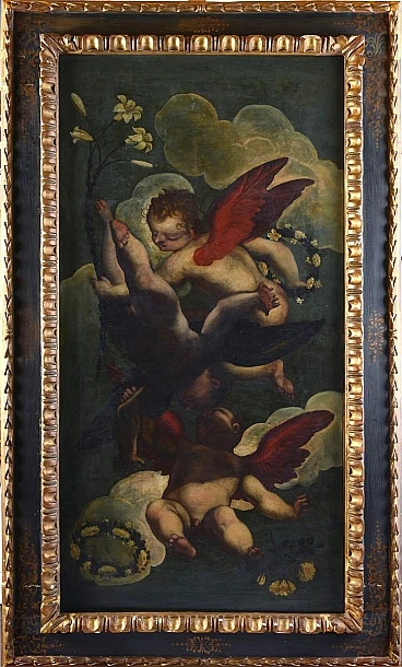 Cherubs, oil on canvas, 17th century